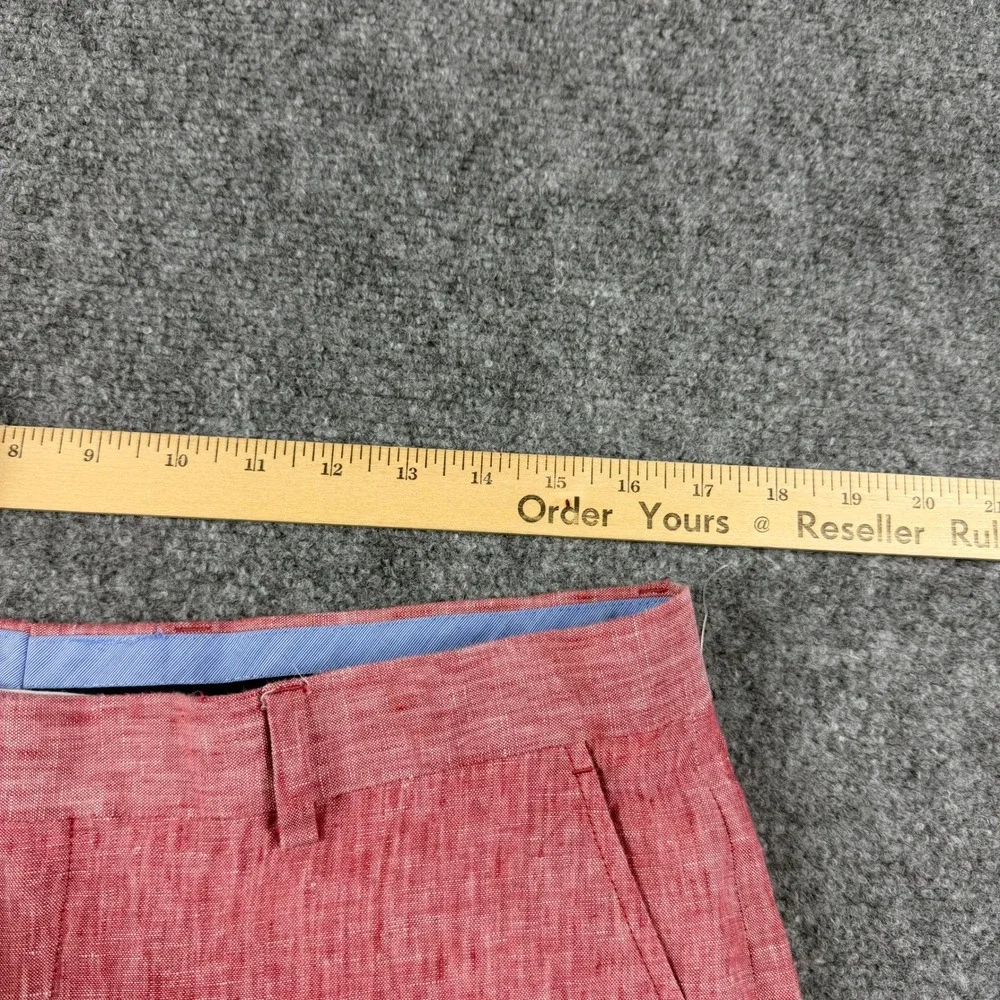 Tommy Hilfiger Linen Pants Mens 36x30 Red Flat Front Casual Trousers Summer